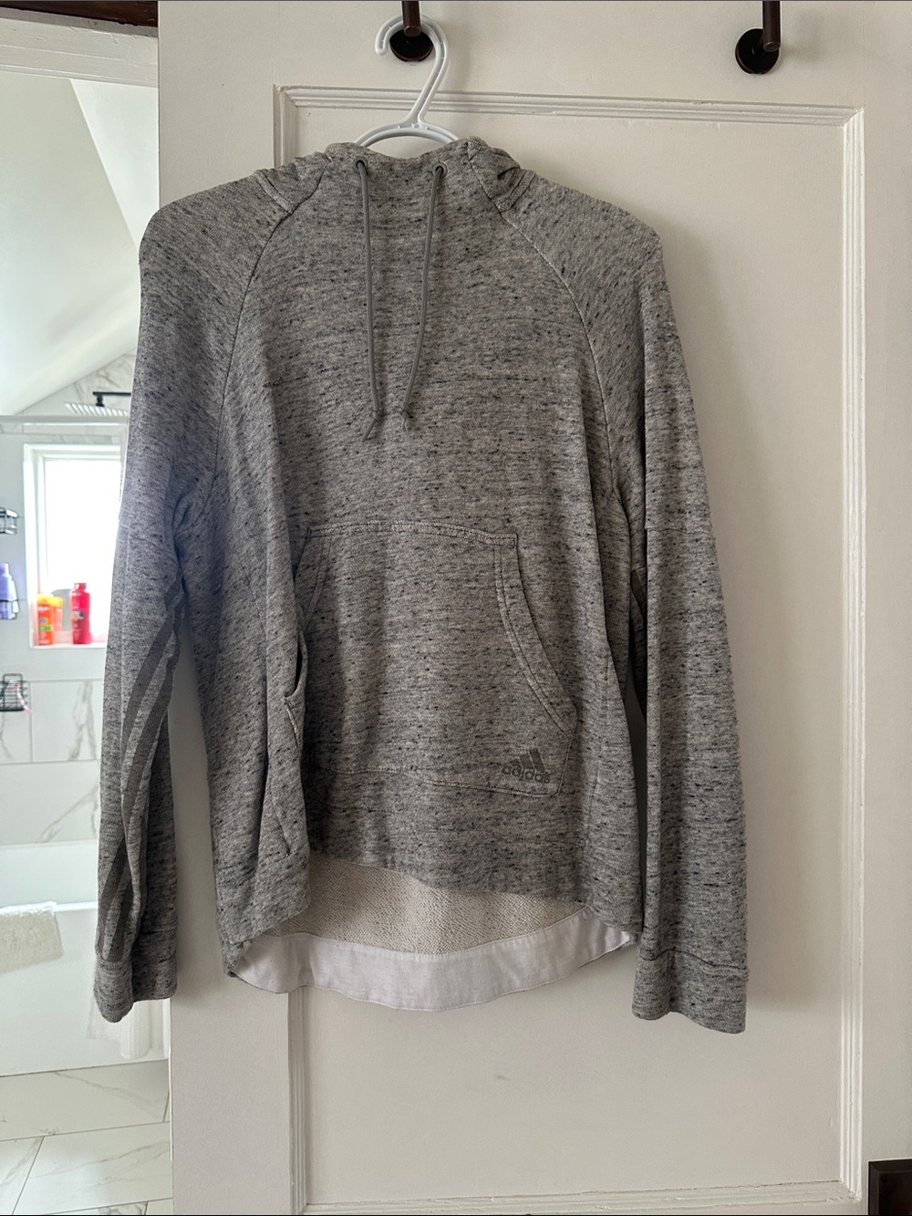 adidas Women's Heather Gray Pullover Hoodie Sweater